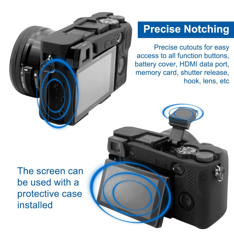 Easy Hood Case for Sony Alpha A6100 A6300 A6400 ILCE-6100 ILCE-6300 ILCE-6400 Digital Camera, Anti-Scratch Soft Silicone Housing Protective Cover Protector Skin (Black) - Image 5